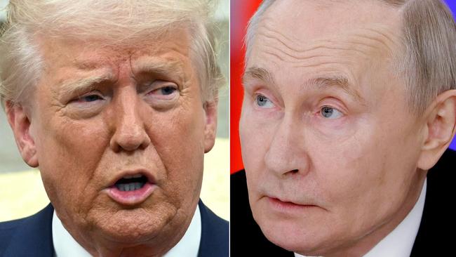 US President Donald Trump and Russia President Vladimir Putin have much to discuss about a ceasefire. Picture: AFP