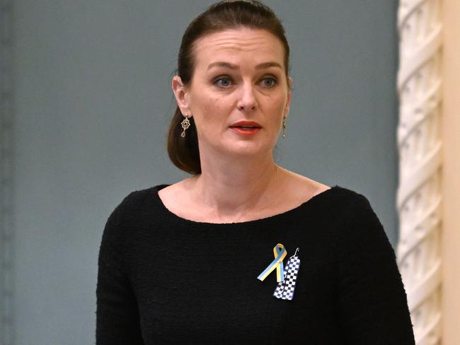 BRISBANE, AUSTRALIA - NewsWire Photos - FEBRUARY 23, 2023. Queensland Youth Justice Minister Leanne Linard speaks during Question Time in Parliament House. Picture: NCA NewsWire / Dan Peled