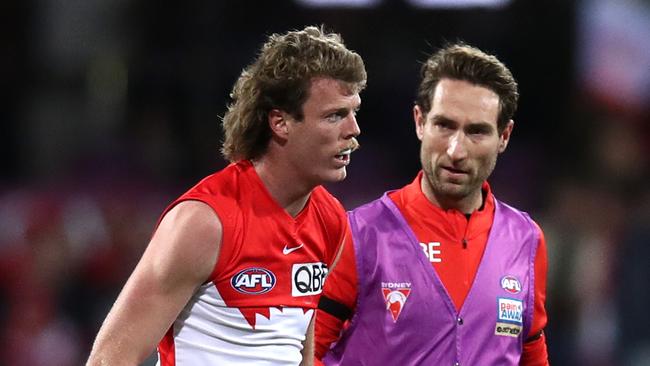 Nick Blakey on Friday night against Geelong. Picture: Jason McCawley/AFL Photos/via Getty Images