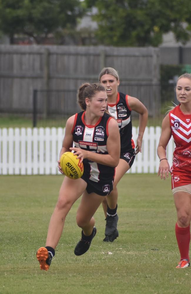Alana Gee in the North Mackay Saints and Eastern Swans clash in the senior women's McDonald's Mackay Cup, August 21, 2021. Picture: Matthew Forrest