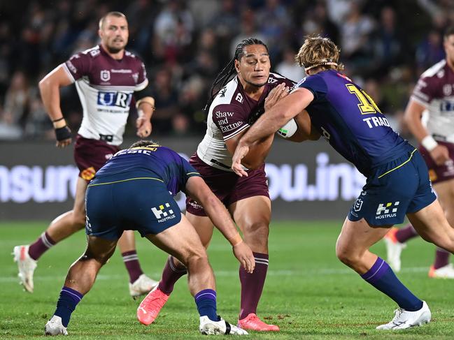 Martin Taupau is ready for a big game against the Roosters on Friday night. Picture: Bradley Kanaris/Getty Images