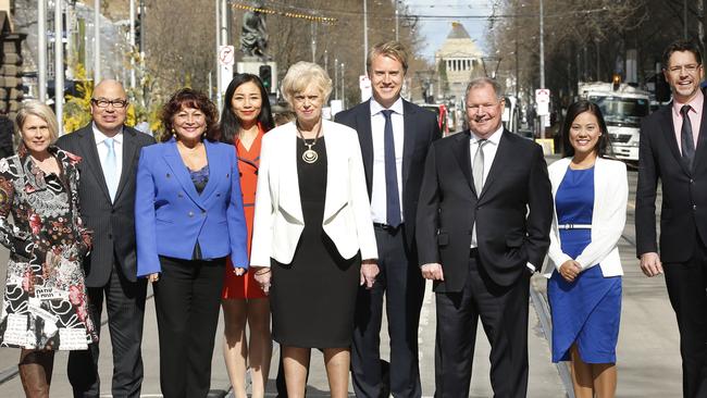 Lord Mayor Robert Doyle with his election team, which included Tessa Sullivan. Picture: David Caird