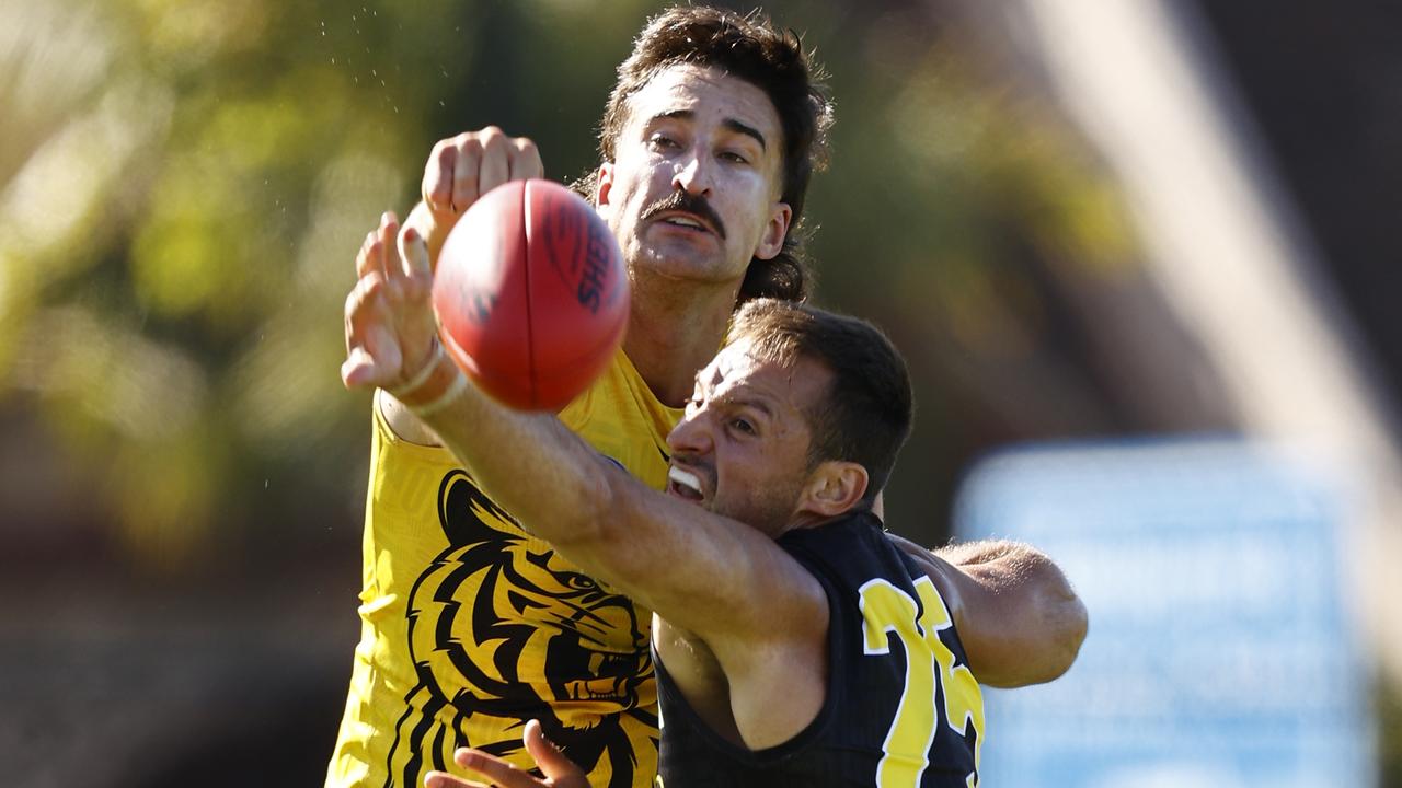 Ivan Soldo and Toby Nankervis battle it out during the Tigers’ intraclub. Picture: Getty Images