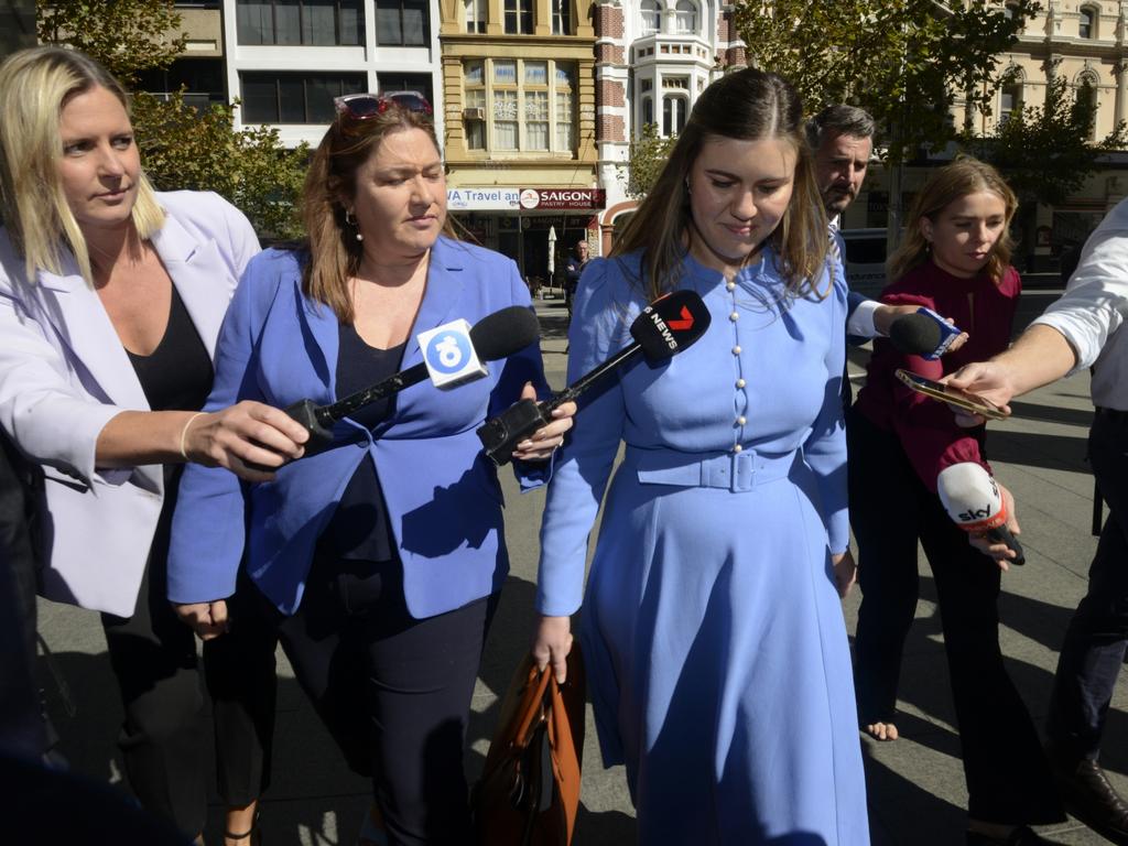 Brittany Higgins outside the David Malcolm Justice Centre in Perth earlier this year. Picture: NCA NewsWire / Sharon Smith