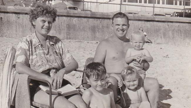 Arthur O'Connor with wife and children at North Bondi Beach. Picture: Supplied by family