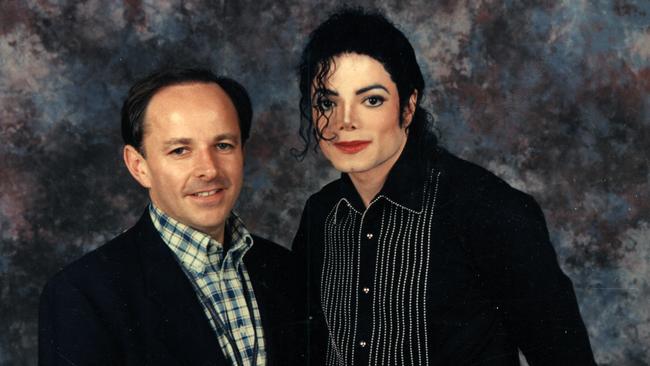 Brian Walsh with pop icon Michael Jackson during his 1996 Australian tour.