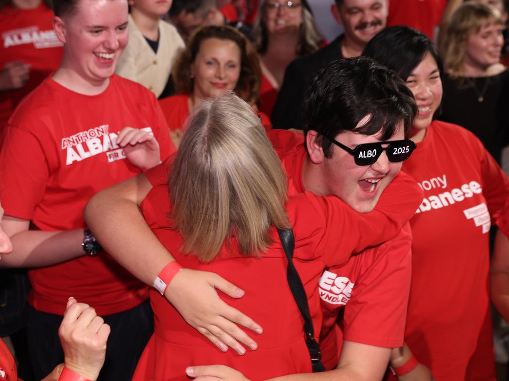 The Labor election party erupted as the election was called for Anthony Albanese. Picture: Jason Edwards / NewsWire