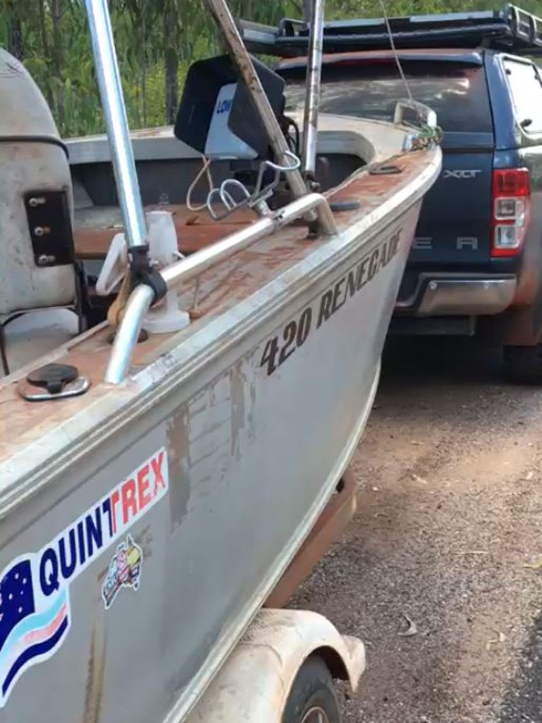 The only thing that separated the monster 5m croc from shocked fisho Jason Charles was his 4.2m aluminium tinny. Picture: Jason Charles