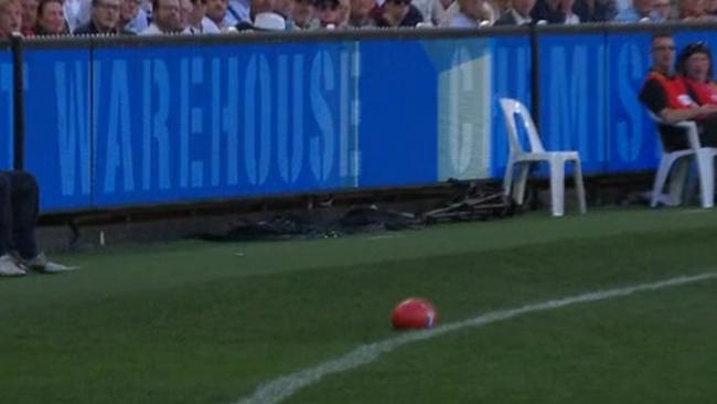 Josh Daicos' kick was out. Photo: 7Plus.