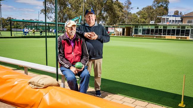 Mannum Bowling Club secretary Trevor Dicker and vice president Graham Wakefield. Picture: Tom Huntley