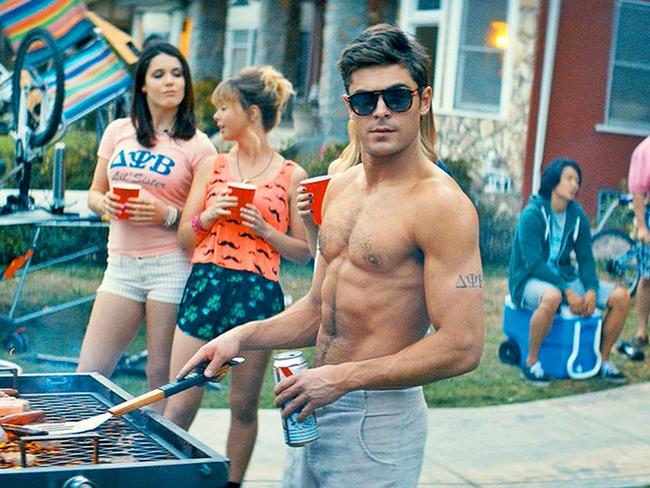Zac Efron plays a well-build frat boy in 2014 film Bad Neighbours. Picture: Universal