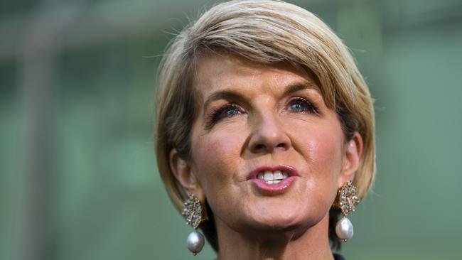 **RETRANSMISSION CAPTION CORRECTION FOR ALL 11 IMAGES IN SERIES "JULIE BISHOP PRESS CONFERENCE" - CORRECTING DATE**  Julie Bishop speaks during a press conference at Parliament House in Canberra, Tuesday, August 28, 2018. Outgoing Foreign Minister Julie Bishop is staying in federal parliament and says she still wants justice for the families of MH17 victims. The Perth MP will sit on the back bench as the member for Curtin, despite recent speculation she could immediately leave parliament. (AAP Image/Lukas Coch) NO ARCHIVING