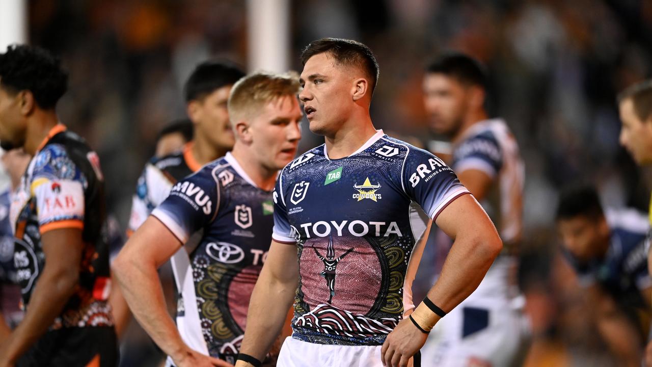 The Cowboys premiership hopes have taken a massive blow, conceding the clubs equal worst ever points total. Picture: NRL Imagery.