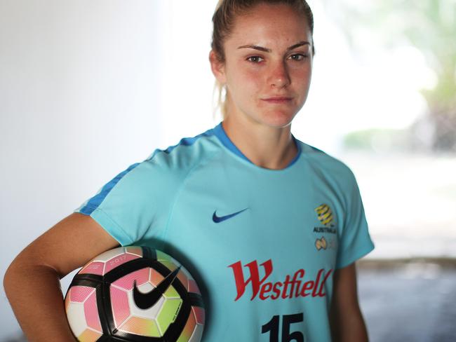 Junior Sports Star of the Year winner Ellie Carpenter accepted the award by video, as she is playing for Matildas in Europe. Picture: Daniel Aarons