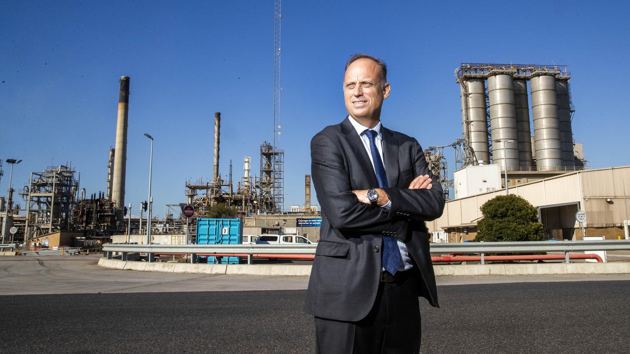 Viva Energy CEO Scott Wyatt at their Geelong refinery. Picture: Aaron Francis/The Australian