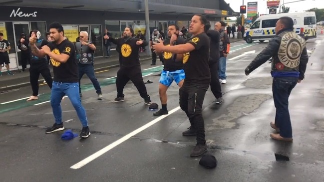 Black Power members perform powerful Haka for Christchurch victims.