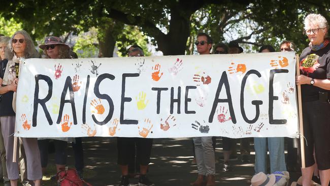 Raise the Age rally on parliament lawns Hobart. Picture: Nikki Davis-Jones