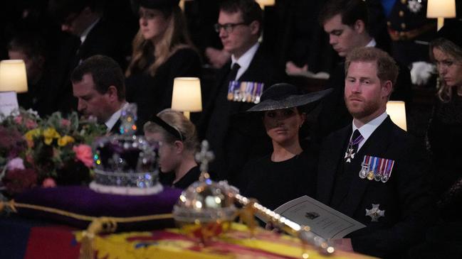 The couple in the Committal Servicefor Queen Elizabeth II in St George’s Chapel. Picture: Victoria Jones/Pool/AFP