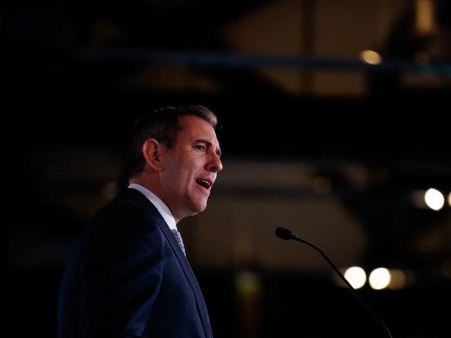 SYDNEY, AUSTRALIA - NewsWire Photos NOVEMBER 12, 2024: Australian Treasurer Jim Chalmers during his keynote speech at the Australian Business Economists lunch on Wednesday. Picture: NewsWire / Nikki Short