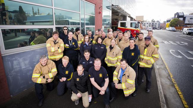 United Firefighters Union members meeting to discuss a decision to suspend remote firefighting operations in August, 2019. Picture: Richard Jupe