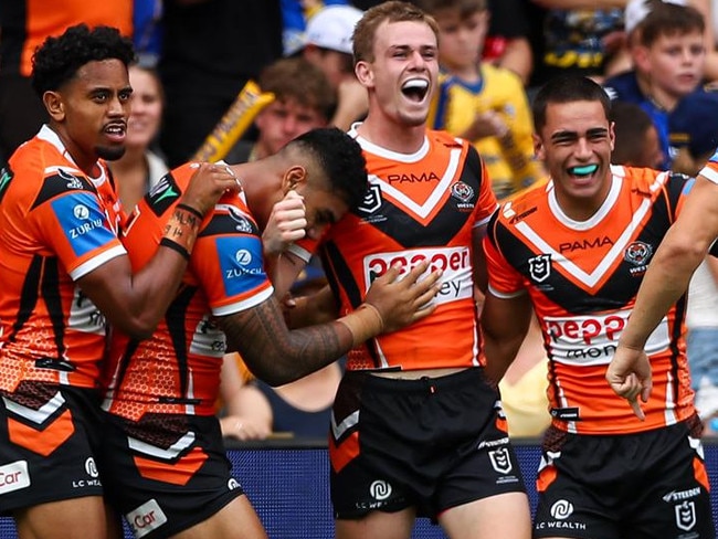 Lachlan Galvin and the Tigers had a day out. Picture: NRL Photos