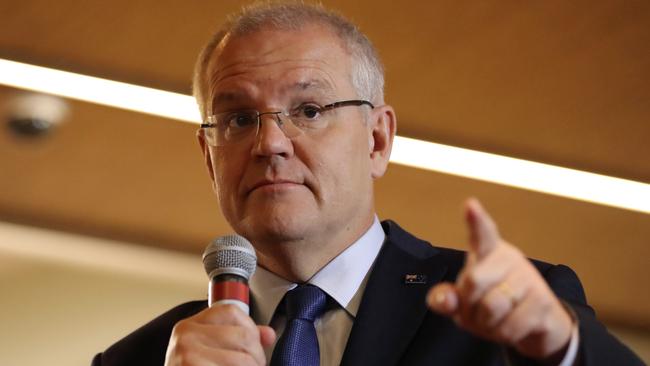 Prime Minister Scott Morrison attending a campaign rally in Wamberal. Picture: Alex Coppel. 