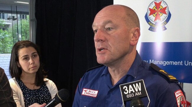 Ambulance Victoria's Mick Stephenson speaks after the deadly storm event in 2016. Picture: AAP