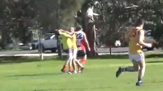 Central United player Nick Kershaw was suspended 10 games for this incident on Saturday.