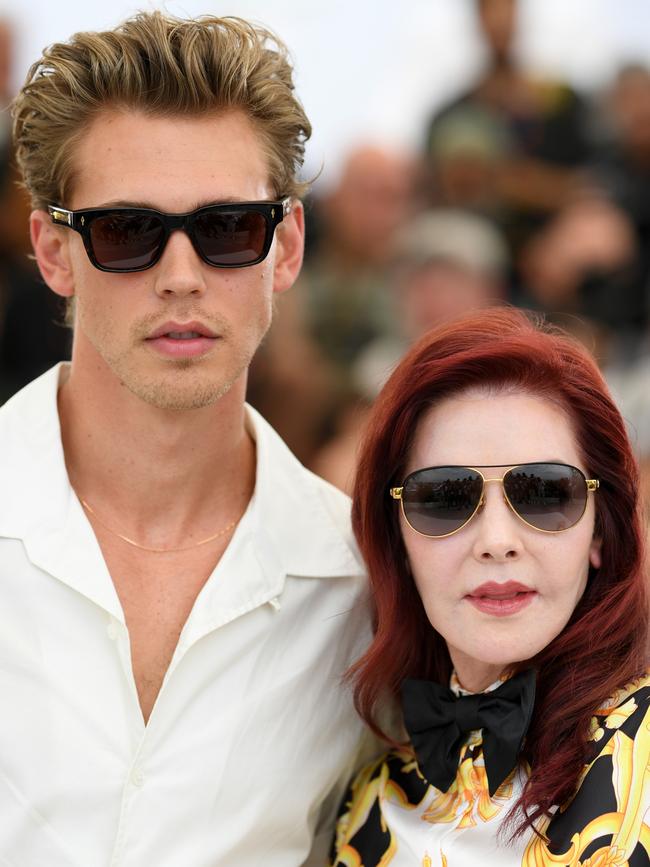 Austin Butler and Priscilla Presley at the photocall for Elvis at last month’s Cannes film festival. Picture: Pascal Le Segretain/Getty Images