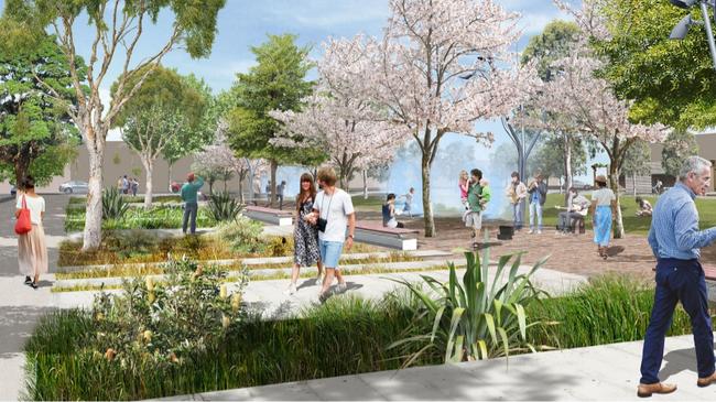 Perspective sketches of the approved plans for Penrith City Park.