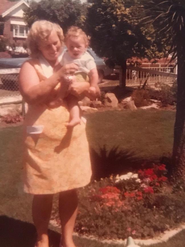 John Lynch's late mother Lillian with one of her grandchildren at Garfield St Wentworthville in the early 1970s.