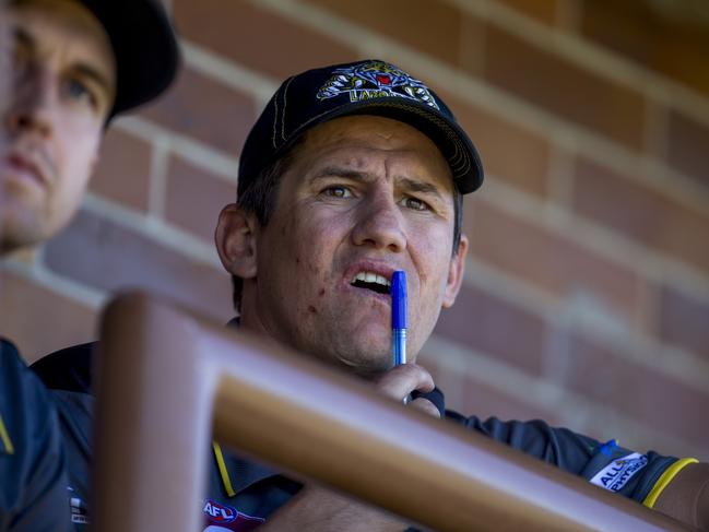 Aaron Shattock has announced he will step down as coach of the Labrador Tigers QAFL team at the end of the season. Picture: Jerad Williams.