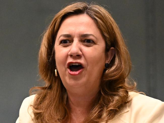 BRISBANE, AUSTRALIA - NewsWire Photos - FEBRUARY 23, 2022.Queensland Premier Annastacia Palaszczuk speaks during Question Time at Parliament House in Brisbane. Picture: NCA NewsWire / Dan Peled