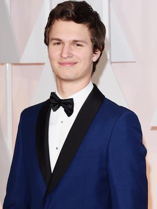 Navy tux ... Ansel Elgort on the Oscars red carpet. Picture: Getty Images