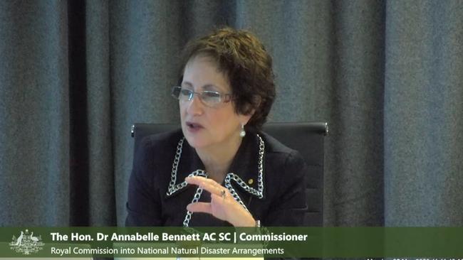 Doctor Annabelle Bennett at the Royal Commission into National Natural Disaster Arrangements.. Source: Supplied