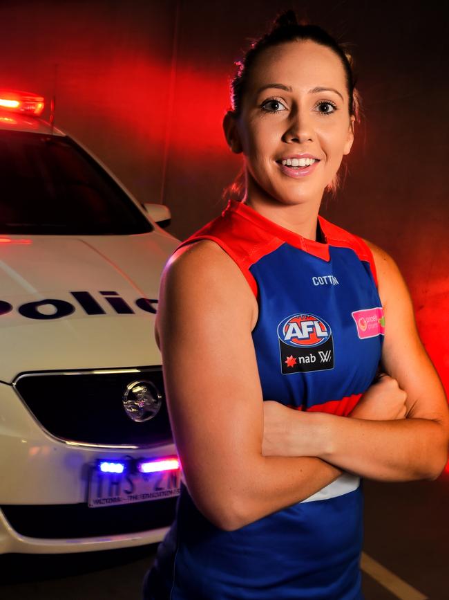 Police officer and AFLW player Laura Bailey. Picture: Tony Gough