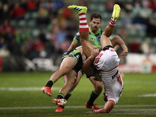 Nick Cotric was sent from the ground for spearing Tim Lafai of the Dragons during round 17. Picture: Mark Metcalfe/Getty Images