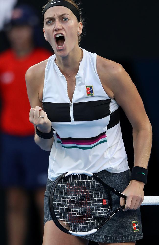 She kept the sweatband theme going with a Nike one around her forehead. Picture: Getty Images