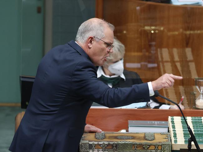 CANBERRA, AUSTRALIA NewsWire Photos FEBRUARY 16, 2022:Prime Minister Scott Morrison during Question Time in the House of Representatives in Parliament House Canberra.Picture: NCA NewsWire / Gary Ramage