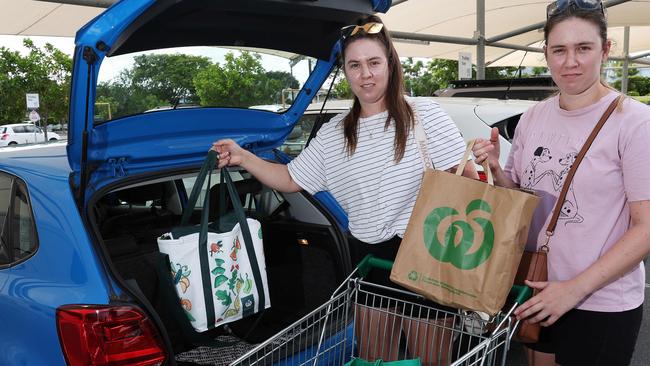 Identical twins Miller and Tyler Ferris, 27, Hendra, shopping at Racecourse Village, Ascot. Picture: Liam Kidston