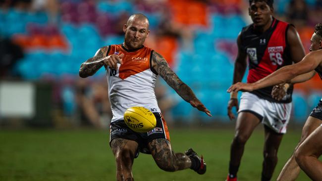 Jayden Magro as the NTFL Buffaloes' mens side beat the Essendon Bombers. Picture: Pema Tamang Pakhrin