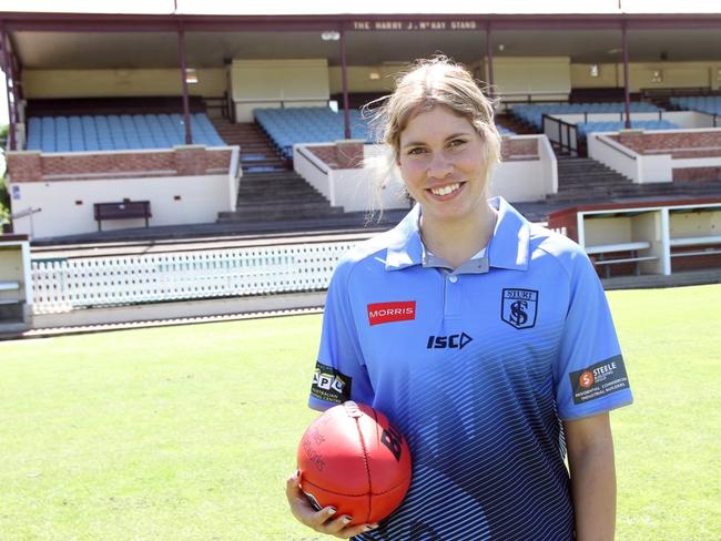 Basketball star Jasmin Fejo will be a player to watch as she kicks off her footy career with Sturt. Picture: Peter Argent