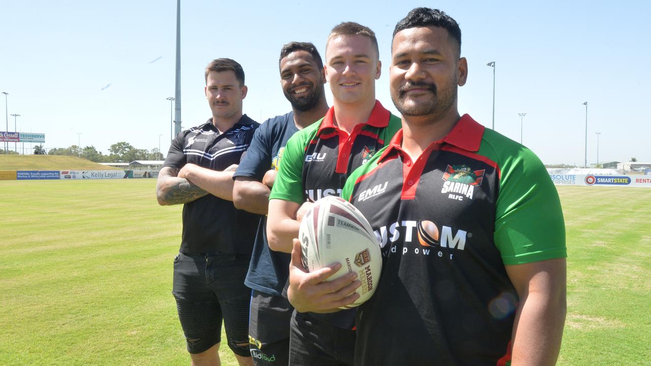 Four of the 10 nominees for the 2019 Bill Paton Medal, A-Grade men's player of the year award. (Right to left) Dan Moevao (Sarina), Kyle Kennedy (Sarina), Schae Mawer (Souths) and Corey McGannon (Magpies). Picture: Aidan Cureton