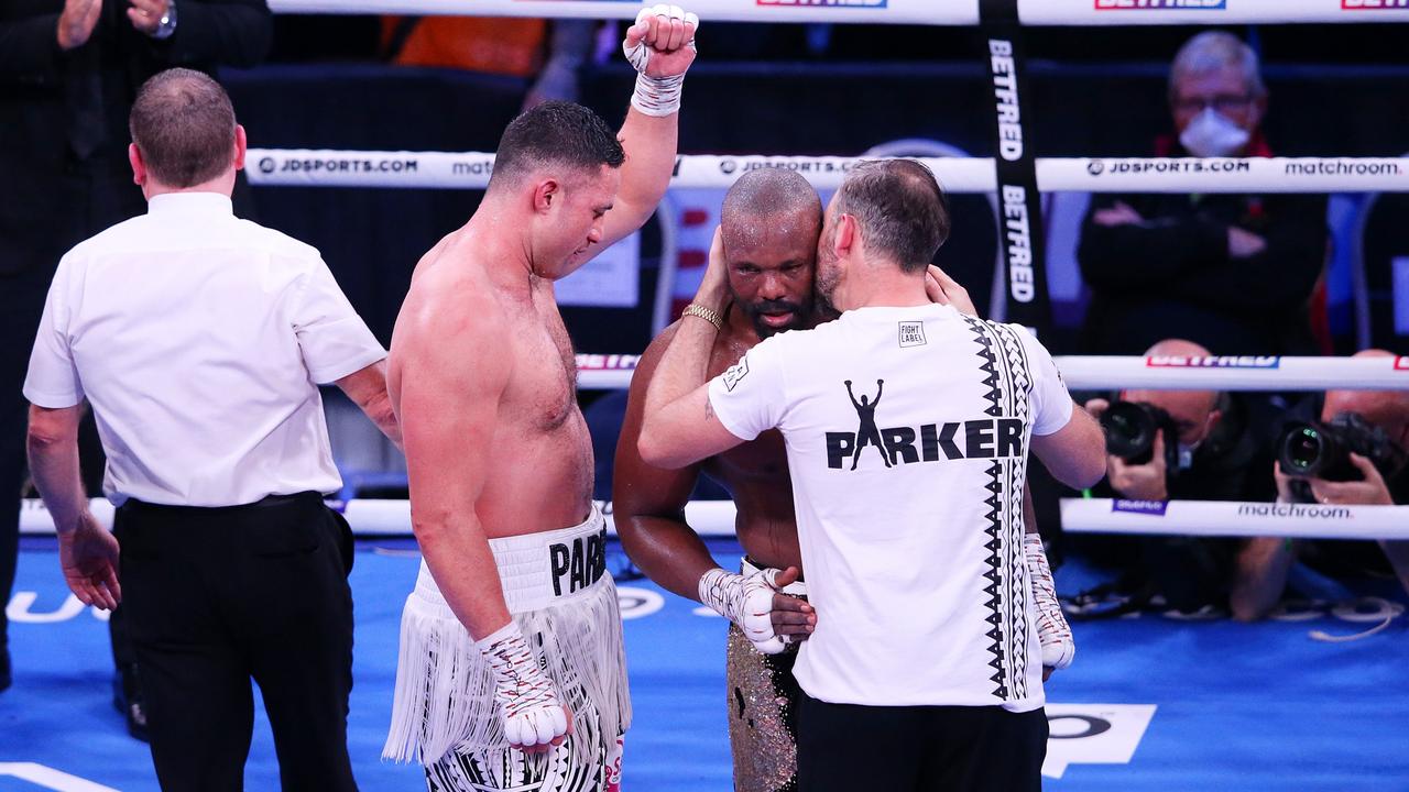 Joseph Parker celebrates victory. (Photo by Alex Livesey/Getty Images)