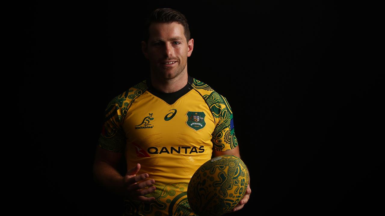 Bernard Foley wears the Wallabies’ indigenous jersey.