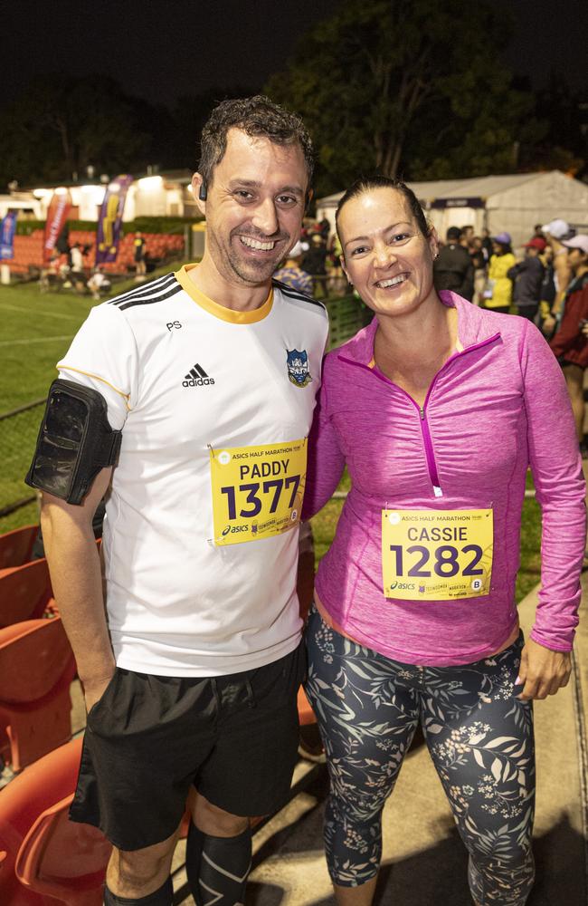 Peadar Scanlan and Cassie Munnelly are ready for the half marathon of the Toowoomba Marathon event, Sunday, May 5, 2024. Picture: Kevin Farmer