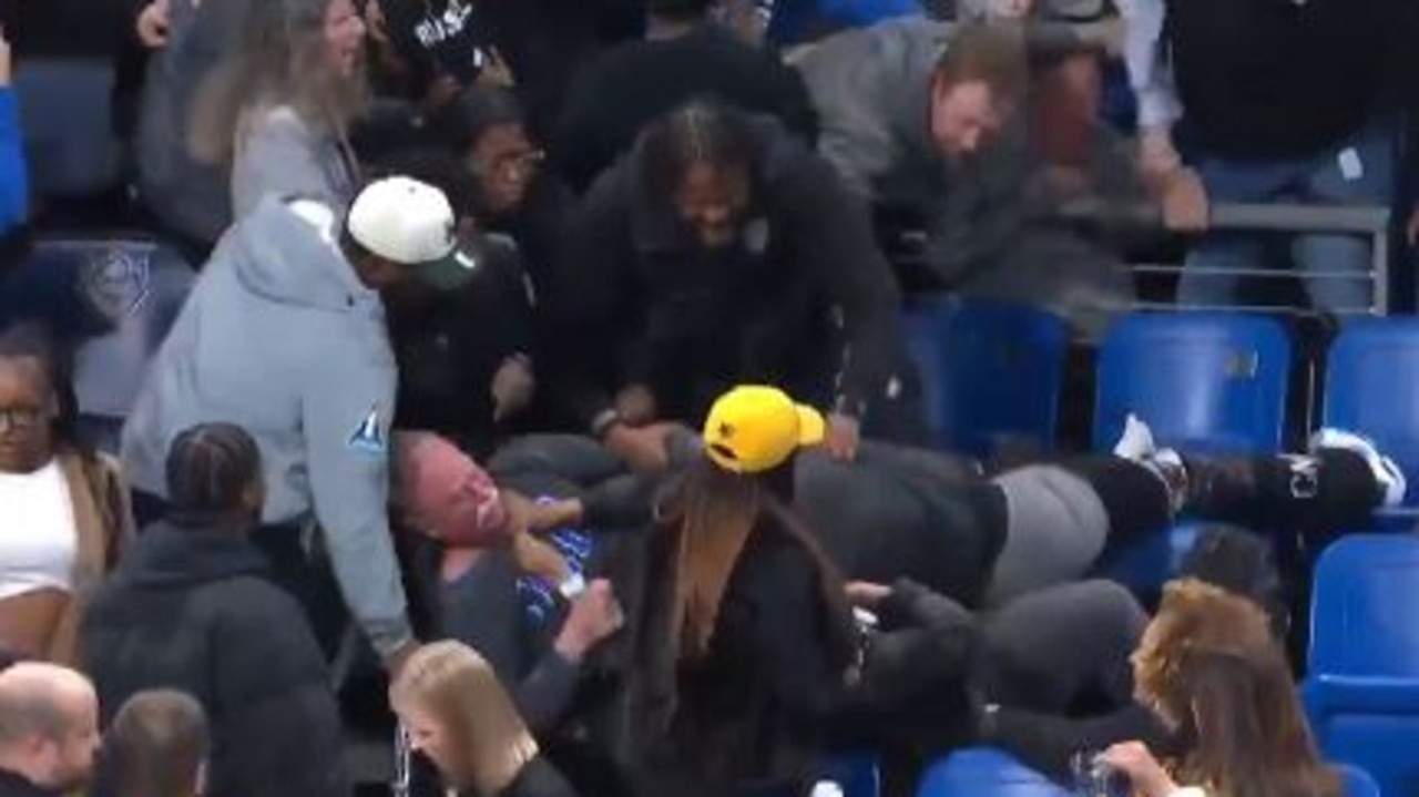 An older gentleman tumbled down the seats early in the melee. Photo: X