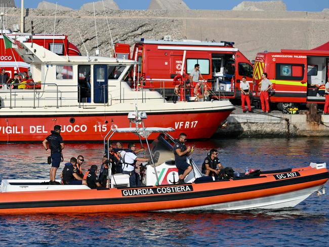 Specialist divers launched a fresh search for six people, including UK tech tycoon Mike Lynch, missing since their yacht capsized off the Italian island of Sicily. Picture: AFP