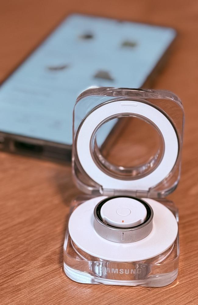 Samsung Galaxy Ring has a cool looking charger and works well with Samsung Health to provide key details on your health and sleep. Photo: Mark Furler