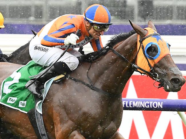 MELBOURNE, AUSTRALIA - NOVEMBER 02: Opie Bosson riding Melody Belle wins the TAB Empire Rose Stakes during 2019 Derby Day at Flemington Racecourse on November 02, 2019 in Melbourne, Australia. (Photo by Quinn Rooney/Getty Images)